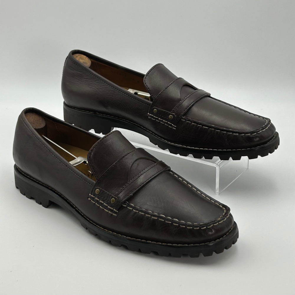 Cole Haan Daryl Penny Loafers Womens 10B Brown Leather Lug Sole Moc Toe Academia